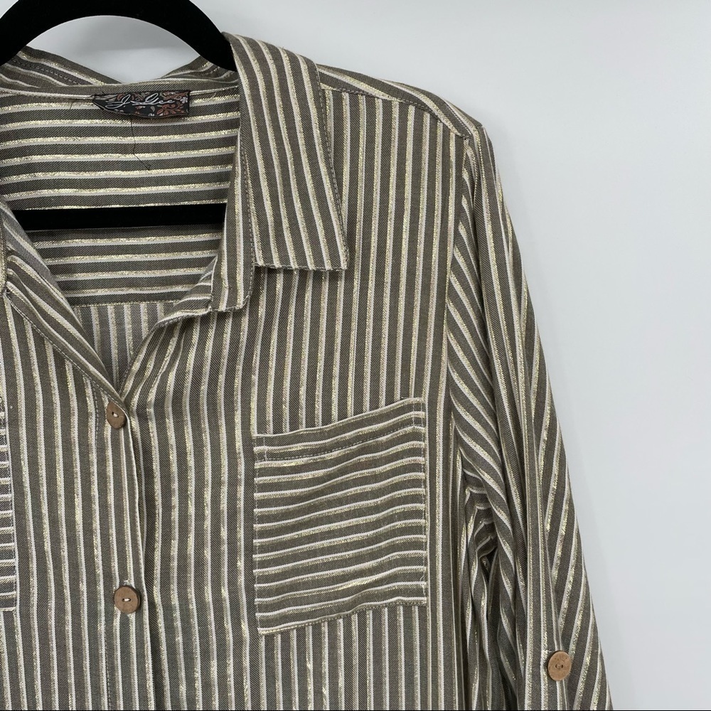 J Glee Olive Green & White Striped T Shirt Dress - Picture 8 of 14